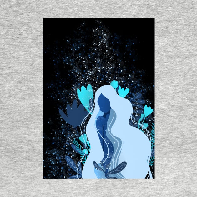 Magical Lady 3, Blue Figure Illustration by gusstvaraonica